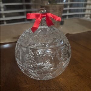Fitz and Floyd Chrystal Ornament with Red Ribbon 5.25”